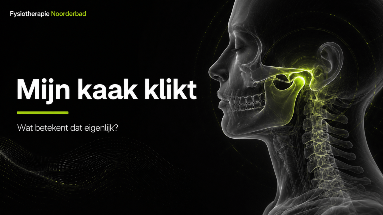 Illustratie van het kaakgewricht bij een klikkende kaak in de Noorderbad stijl.