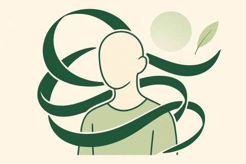 Abstracte vormen die steun en ontspanning uitbeelden bij hoofdpijn