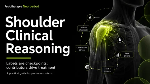 Featured image showing shoulder clinical reasoning with pattern checkpoints, contributor screening, ranking of drivers, and treatment reassessment.